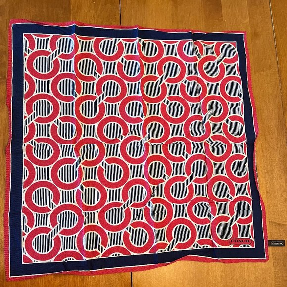 Coach Red Navy Monogram Scarf - Picture 1 of 3